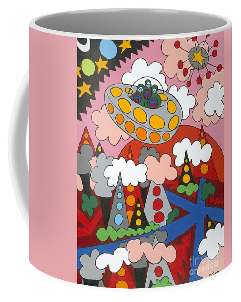 Spaceship Coffee Mug featuring the painting Voyager by Rojax Art