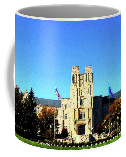 Virginia Tech Coffee Mug featuring the painting VT Burruss Hall by DJ Fessenden