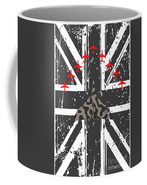 Vulcan Coffee Mug featuring the digital art Vulcan and Red Arrows Tribute by Airpower Art