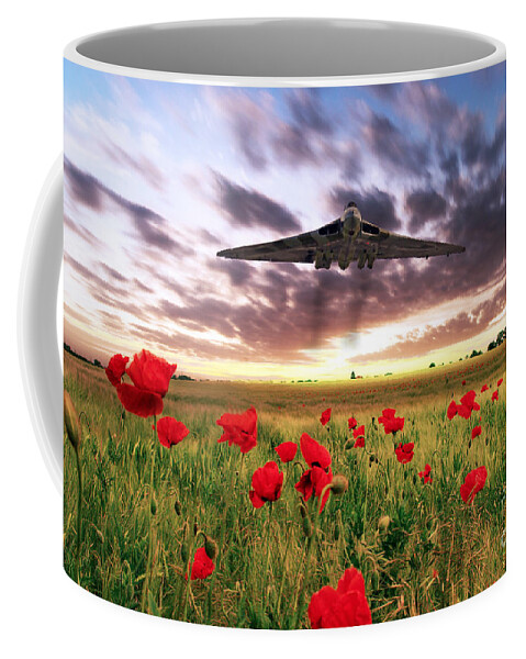 Avro Vulcan Coffee Mug featuring the digital art Vulcan Poppy Fly Past by Airpower Art