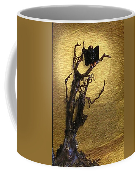 Vulture Coffee Mug featuring the mixed media Vulture with Textured Sun by Roger Swezey