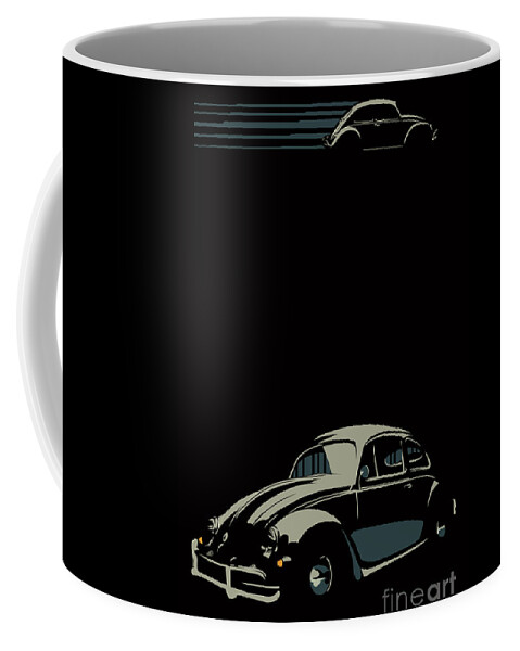 Bug Coffee Mug featuring the digital art VW beatle by Sassan Filsoof