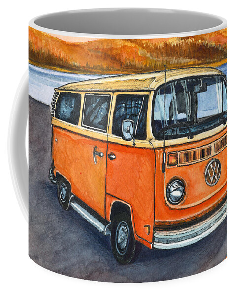 Volkswagon Bus Coffee Mug featuring the painting Ryan's Magic Bus by Katherine Miller