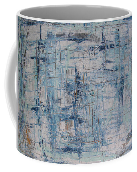 Abstract Painting Coffee Mug featuring the painting W26 - blue by KUNST MIT HERZ Art with heart