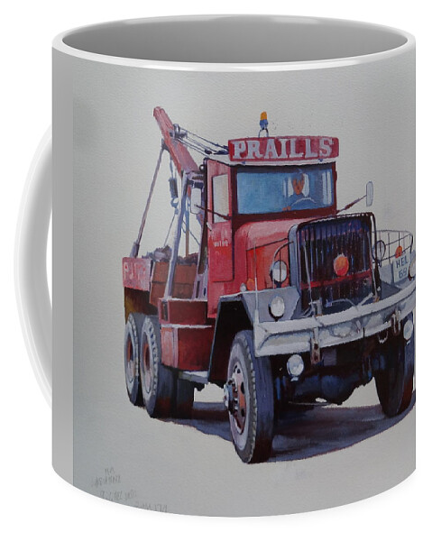 Ward Coffee Mug featuring the painting Ward la France wrecker by Mike Jeffries