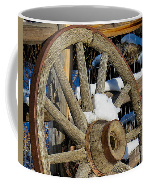 Western Coffee Mug featuring the photograph Wagon Wheel 1 by Christy Garavetto