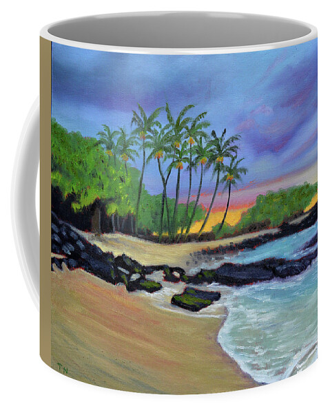 Sunset On Beach Coffee Mug featuring the painting Waikoloa Sunset by Thu Nguyen