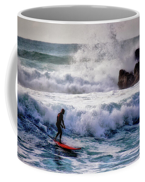 Waimea Coffee Mug featuring the photograph Waimea Bay Surfer by Jim Albritton
