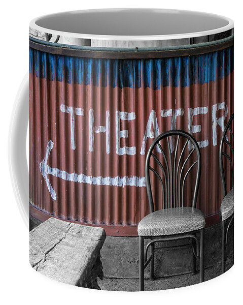 Theater Coffee Mug featuring the photograph Corrugated Metal Theater Sign by Jason Fink