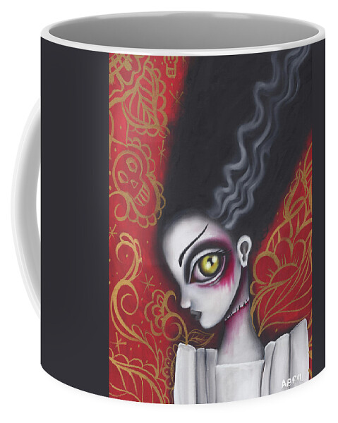 Halloween Coffee Mug featuring the painting Waiting for Frankenstein by Abril Andrade