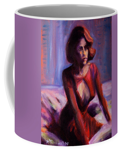 Girl Coffee Mug featuring the painting Waiting by Jason Reinhardt