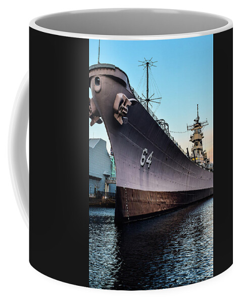 Uss Wisconsin Coffee Mug featuring the photograph Wake up to the Wisconsin by Nicole Lloyd