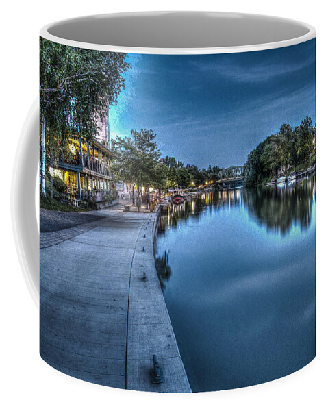 Sidewalk Coffee Mug featuring the photograph Walk on the Canal by Joann Long