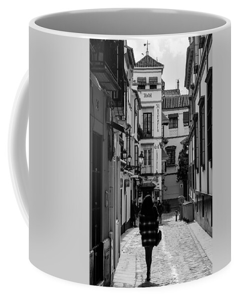 Monochrome Coffee Mug featuring the photograph Walking Alone by AM FineArtPrints