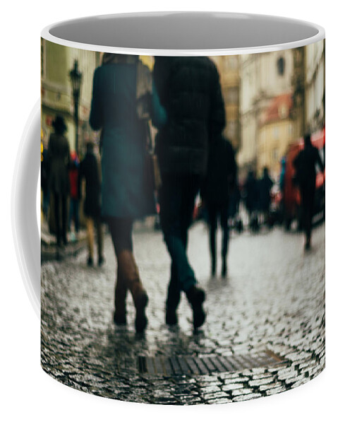 Russian Artists New Wave Coffee Mug featuring the photograph Walking Couples. Prague by Inna Mosina