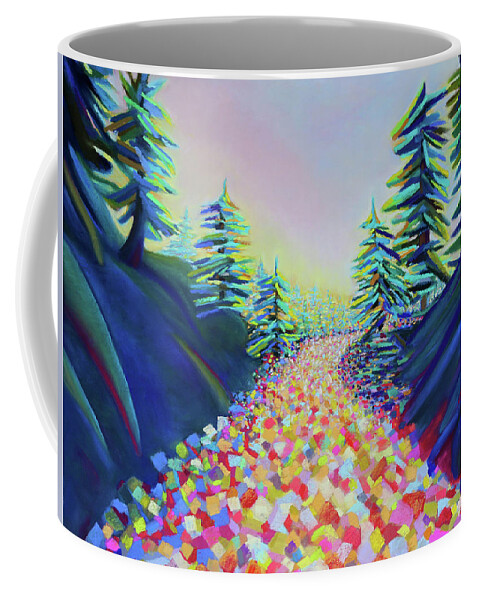 Abstract Landscape Coffee Mug featuring the painting Walking in the Light by Polly Castor