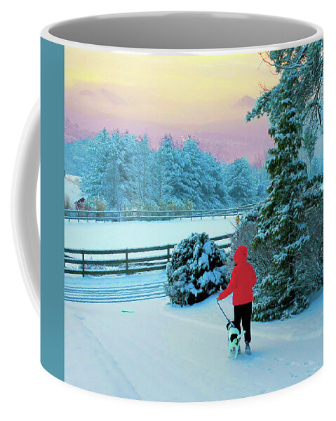 Winter Coffee Mug featuring the photograph Walking The Dog by Rod Whyte