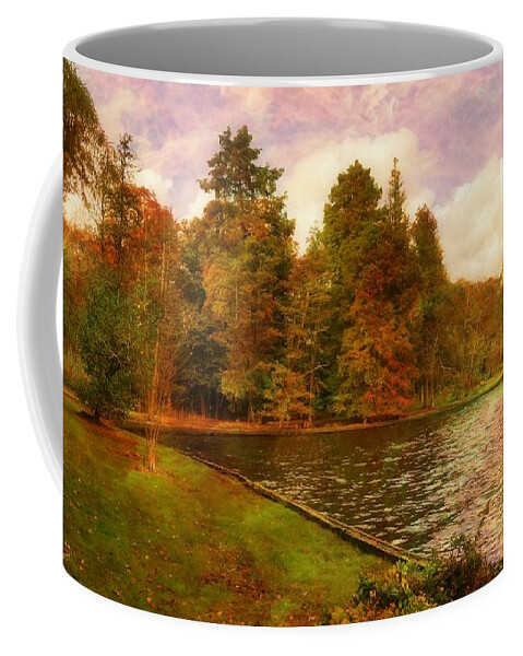 Nature Coffee Mug featuring the photograph Walking The Forest Trail by the lake by Stacie Siemsen
