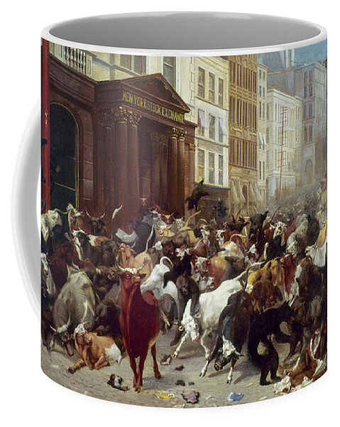 1879 Coffee Mug featuring the painting Wall Street Bears And Bulls by William H Beard