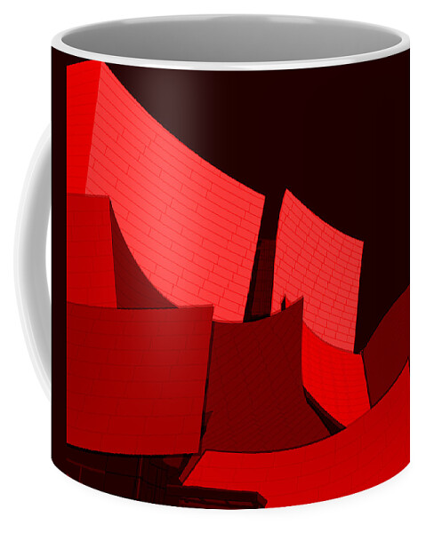 Walt Disney Concert Hall Coffee Mug featuring the digital art Walt Disney Concert Hall Red by John Berndt