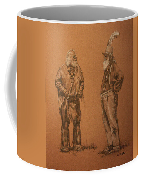 Mountain Men Coffee Mug featuring the drawing Wanna Buy a Hat? by Todd Cooper