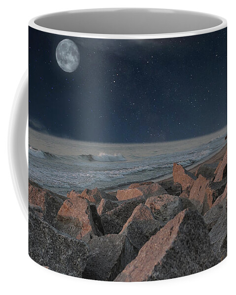  Coffee Mug featuring the photograph Warm Moonrise At For Fisher by Phil Mancuso