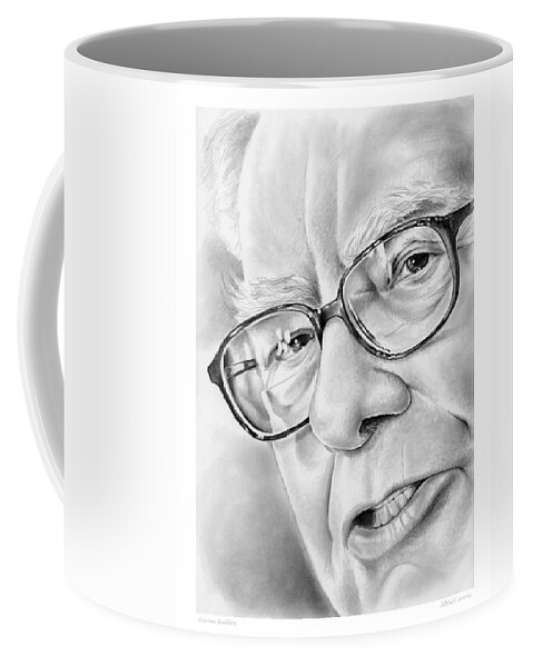 Warren Buffett Coffee Mug featuring the drawing Warren Buffett by Greg Joens