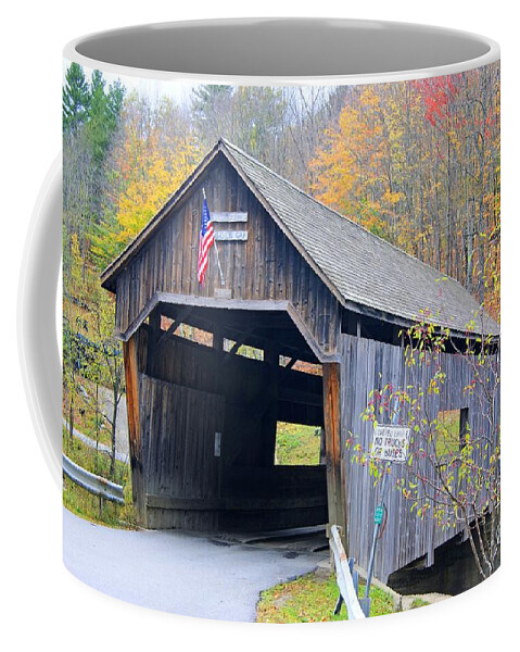 Covered Bridge Coffee Mug featuring the photograph Warren Covered Bridge in Vermont by David Birchall