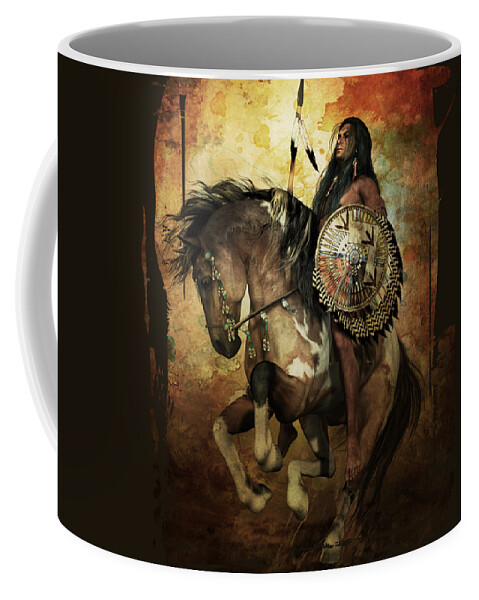 Courage Coffee Mug featuring the digital art Warrior by Shanina Conway