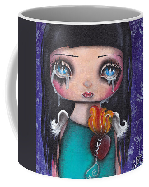Angel Coffee Mug featuring the painting Wash Away my Tears by Abril Andrade