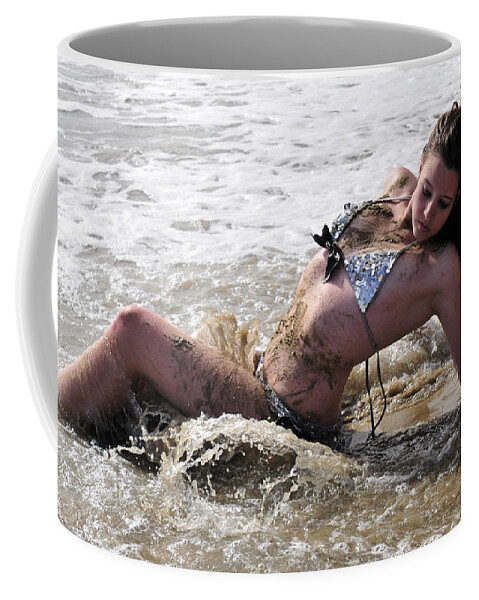 Girl Coffee Mug featuring the photograph Washing Tide by Robert WK Clark