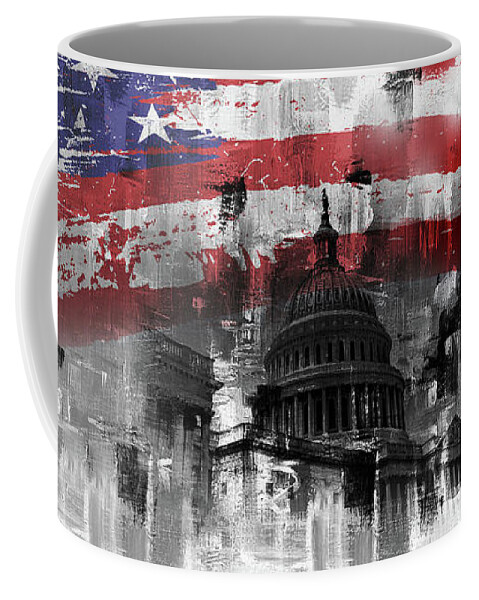 American Coffee Mug featuring the painting Washington DC Building 01A by Gull G