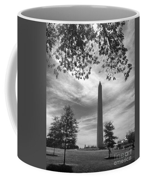Washington Coffee Mug featuring the photograph Washington Monument in Black and White by Angela Rath