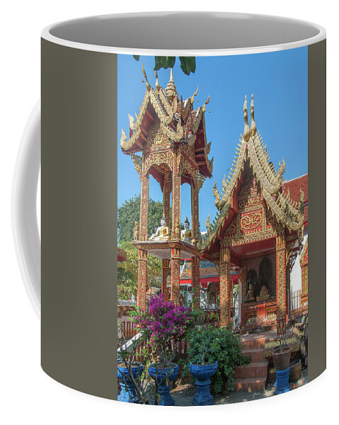 Scenic Coffee Mug featuring the photograph Wat Mahawan Bell Tower and Shrine DTHLU0297 by Gerry Gantt