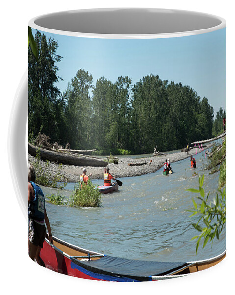 Canoes Coffee Mug featuring the photograph Watch Out for Pink Ribbons by Tom Cochran