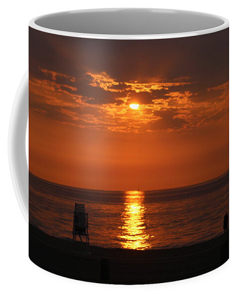 Water Coffee Mug featuring the photograph Watching An Orange Sunrise by Robert Banach
