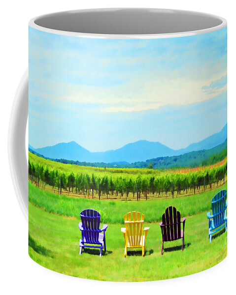 Chairs Coffee Mug featuring the photograph Watching The Grapes Grow by Kerri Farley