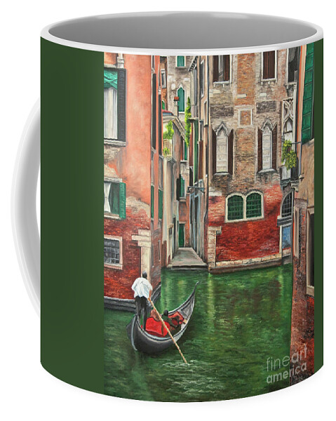 Venice Paintings Coffee Mug featuring the painting Water Taxi On Venice Side Canal by Charlotte Blanchard