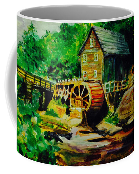 Trees Coffee Mug featuring the painting Water Wheel by Carole Johnson