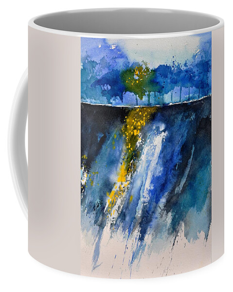 Abstract Coffee Mug featuring the painting Watercolor 119001 by Pol Ledent