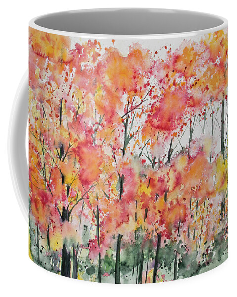 Forest Coffee Mug featuring the painting Watercolor - Autumn Forest by Cascade Colors