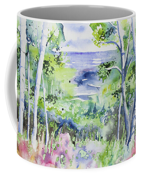 Lake Superior Coffee Mug featuring the painting Watercolor - Lake Superior Impression by Cascade Colors