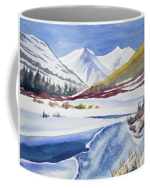 Winter Coffee Mug featuring the painting Watercolor - Winter Landscape near Crested Butte by Cascade Colors