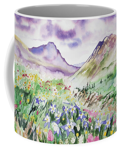 Yankee Boy Basin Coffee Mug featuring the painting Watercolor - Yankee Boy Basin Landscape by Cascade Colors