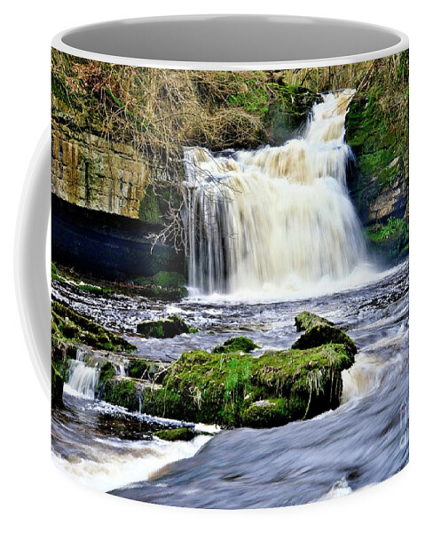 West Burton Waterfall Coffee Mug featuring the photograph Waterfall at West Burton, Yorkshire Dales by Martyn Arnold