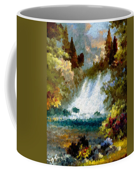 Anthony Fishburne Coffee Mug featuring the digital art Waterfall floral by Anthony Fishburne