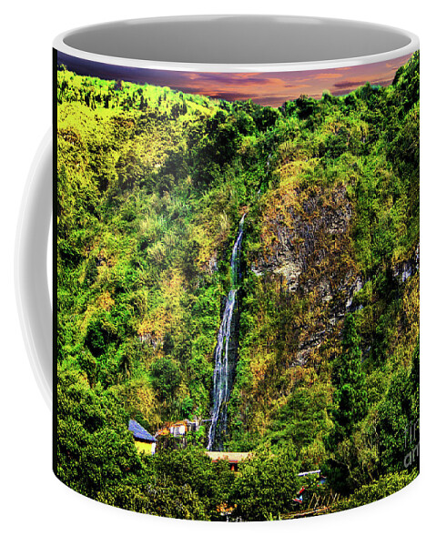 Water Coffee Mug featuring the photograph Waterfall In Banos-Ambato, Ecuador II by Al Bourassa
