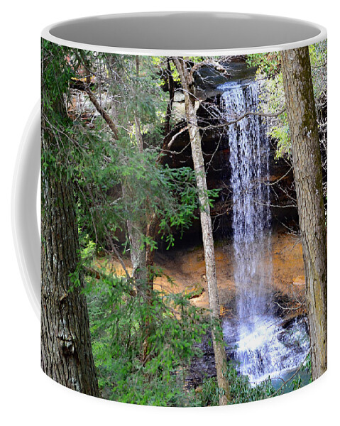 Northrup Falls Coffee Mug featuring the mixed media The Northrup Waterfall  Tennessee by Stacie Siemsen
