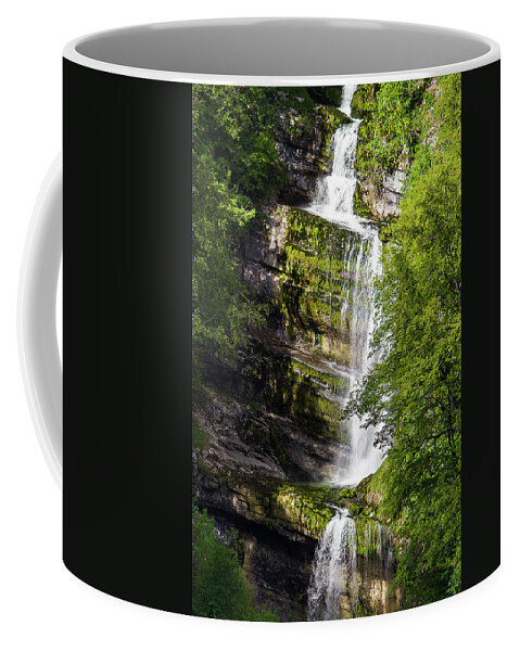 Waterfall Landscape Coffee Mug featuring the photograph Waterfall of Bief de la Ruine by Paul MAURICE