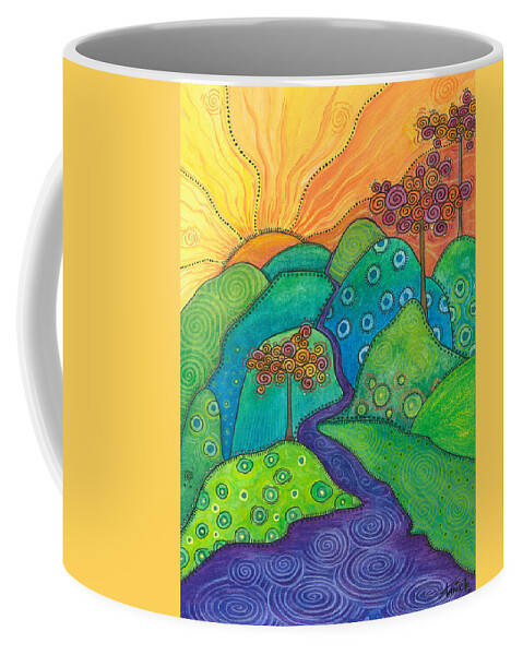 Nature Coffee Mug featuring the painting Waterfall of Hope by Tanielle Childers